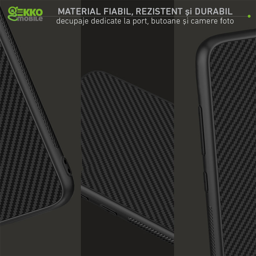 Husa Carbon Skin pentru Huawei P40 LITE E - Silicon, ultraslim, fibra sintetica, suprafata mata - Gekko Mobile®