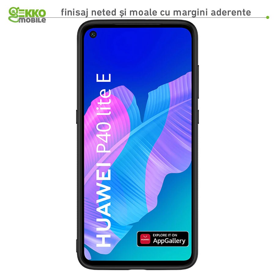 Husa Carbon Skin pentru Huawei P40 LITE E - Silicon, ultraslim, fibra sintetica, suprafata mata - Gekko Mobile®