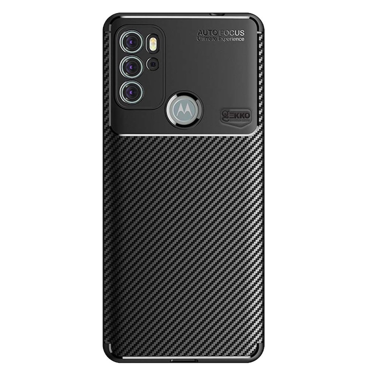 Husa pentru Motorola Moto G60s - Silicon Antisoc, Carbon Fiber Design - Neagra