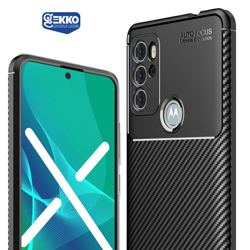 Husa pentru Motorola Moto G60s - Silicon Antisoc, Carbon Fiber Design - Neagra