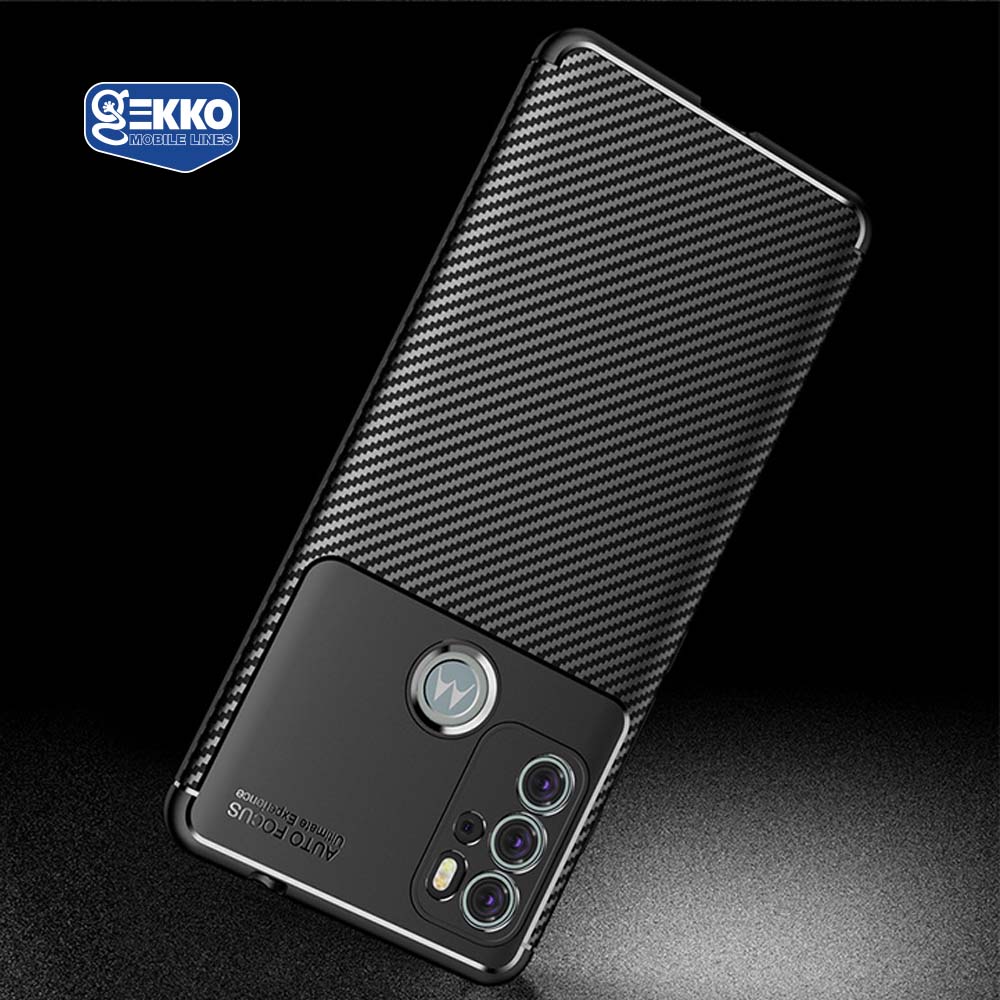 Husa pentru Motorola Moto G60s - Silicon Antisoc, Carbon Fiber Design - Neagra