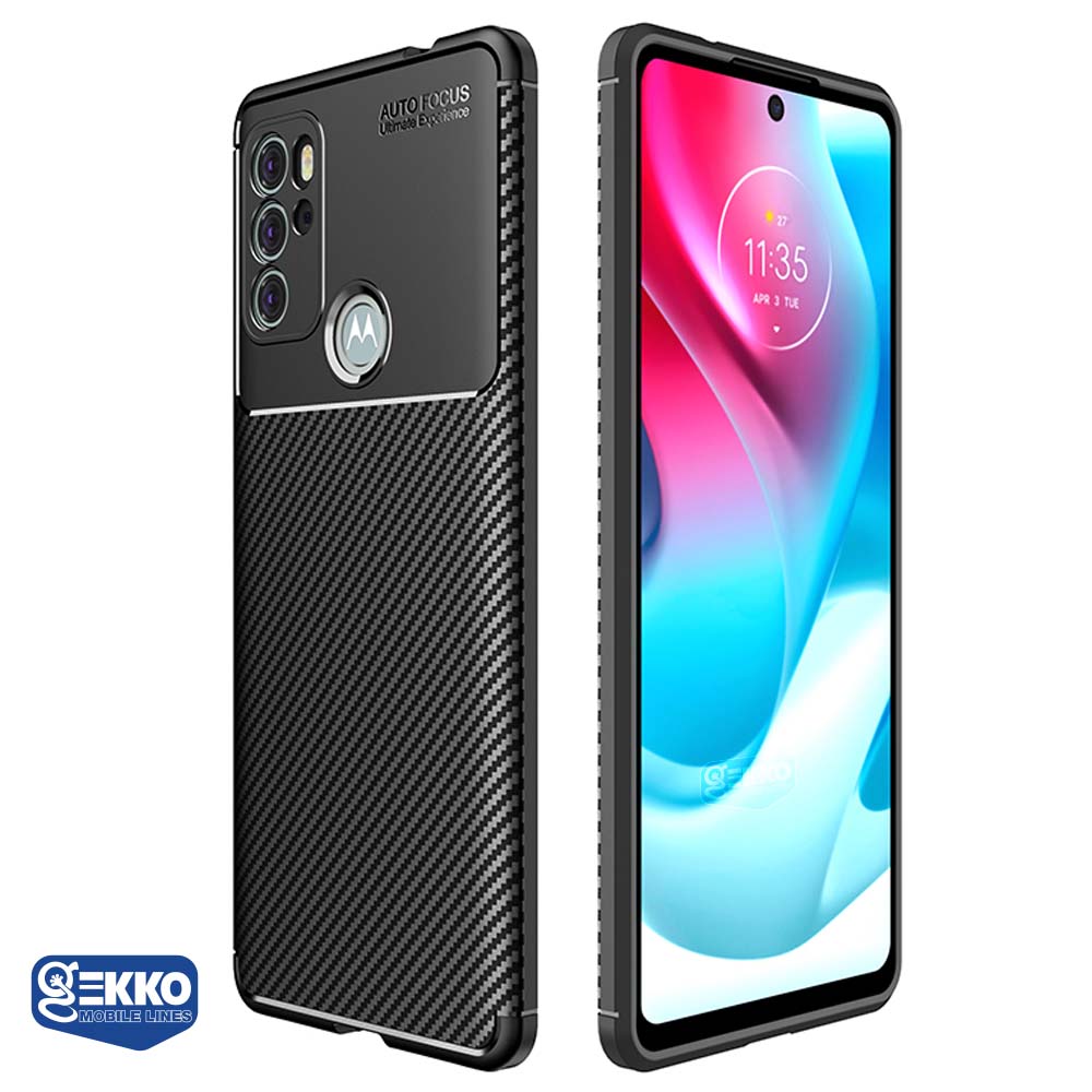 Husa pentru Motorola Moto G60s - Silicon Antisoc, Carbon Fiber Design - Neagra