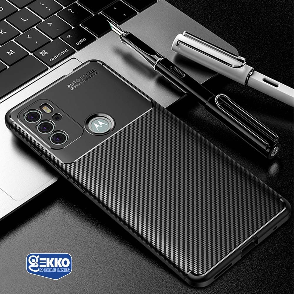 Husa pentru Motorola Moto G60s - Silicon Antisoc, Carbon Fiber Design - Neagra