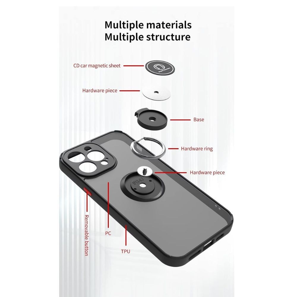 Husa Matte Ring Grip, Compatibil cu Motorola Moto Edge 40 neo 5G, Antisoc Armor, Inel rotativ 360 grade, Magnet suport auto incorporat, Negru