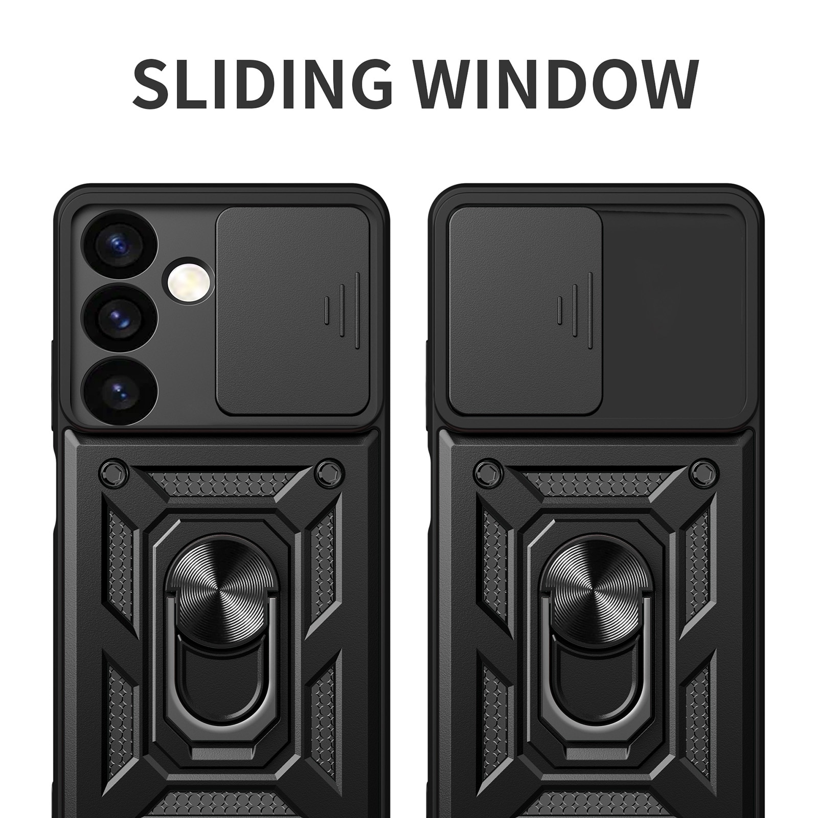 Husa Defender Slide pentru Samsung Galaxy S25 Ultra, Protectie Camere, Suport Inel, Prindere Magnetica, Negru