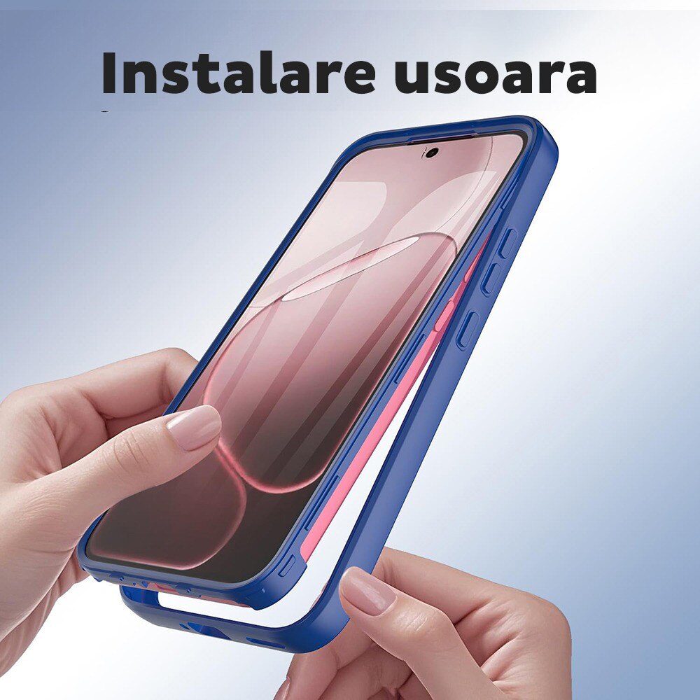 Husa pentru Oppo A6 Pro 4G / A6 Pro 5G DaDen® ColorVerse 360, Antisoc, Protectie completa spate-ecran, Albastru