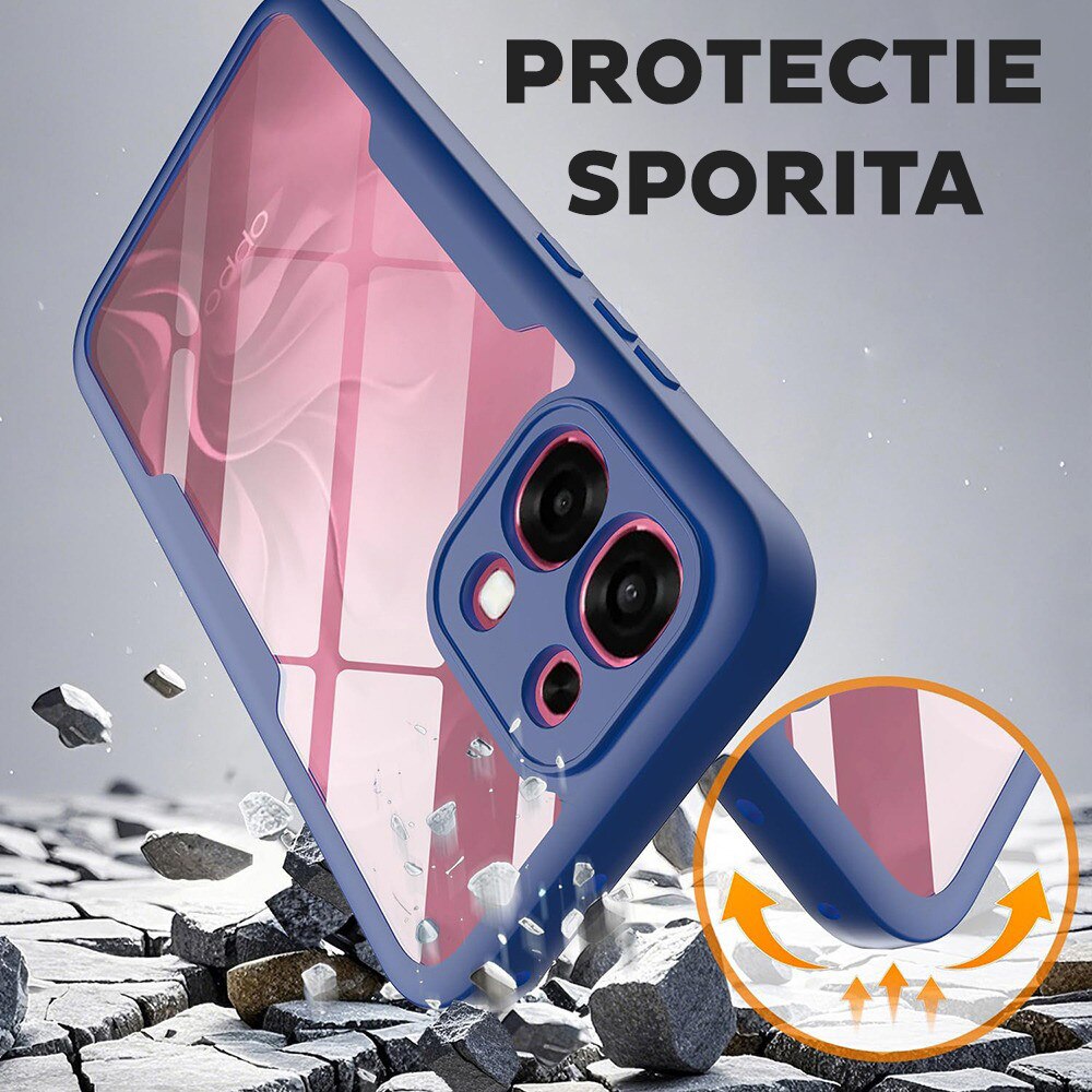 Husa pentru Oppo A6 Pro 4G / A6 Pro 5G DaDen® ColorVerse 360, Antisoc, Protectie completa spate-ecran, Albastru