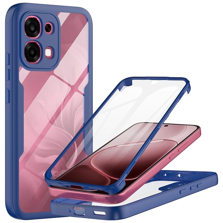 Husa pentru Oppo A6 Pro 4G / A6 Pro 5G DaDen® ColorVerse 360, Antisoc, Protectie completa spate-ecran, Albastru