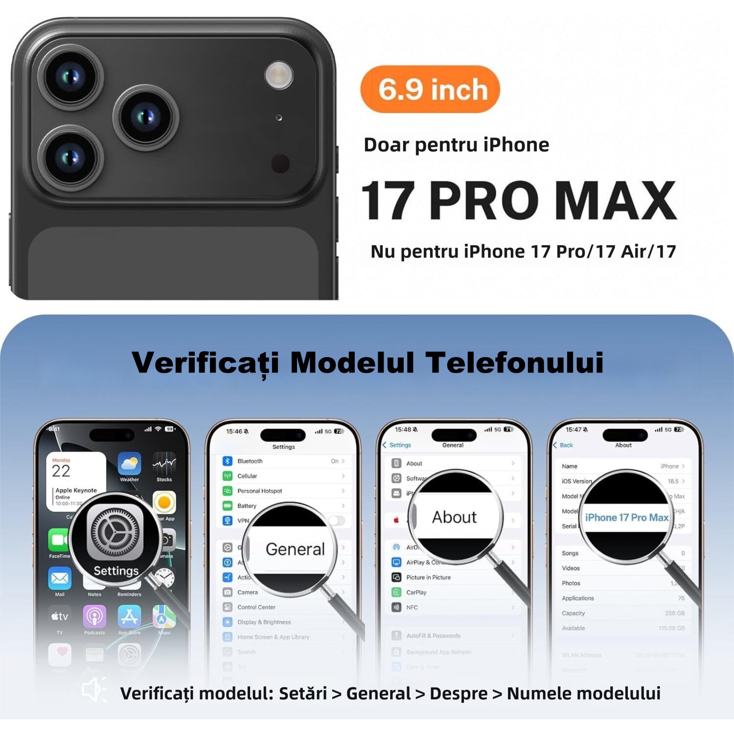 Husa MagSafe de Protectie cu Suport Rotativ 360, MOGU Compatibila cu iPhone 17 Pro Max, Buton de Control al Camerei, Incarcare Wireless, Protectie Militara Impotriva Caderilor, Antishock, TPU, Negru