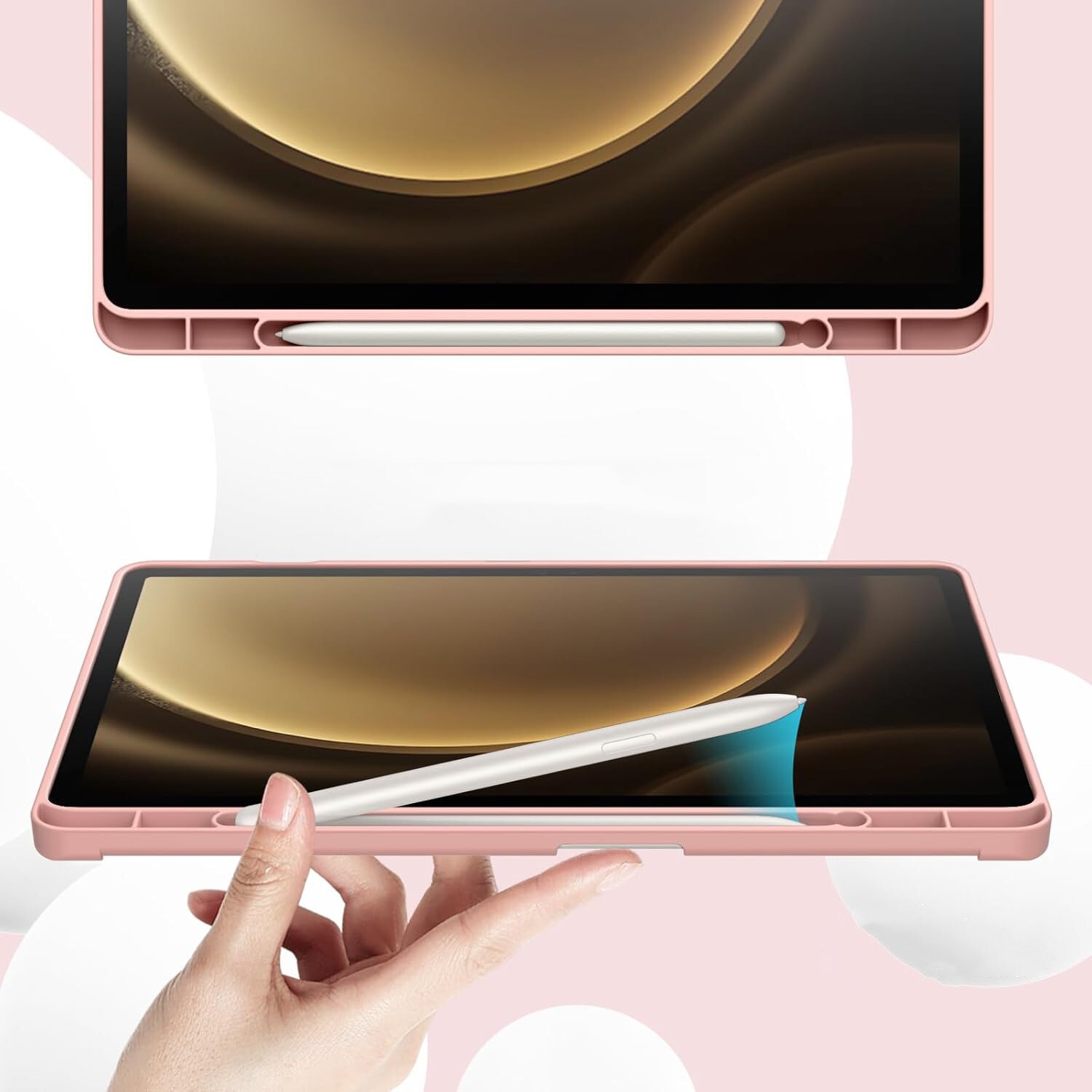 Husa cu clapeta, Supero, Samsung, compatibil Tab S9/S9 FE/S10 FE/S10 Lite, maner pentru stylus, functie auto-wake/auto-sleep, stand pliabil in 2 pozitii, spate tare anti-zgarieturi, decupaje precise pentru porturi, ventilare hexagonala, negru