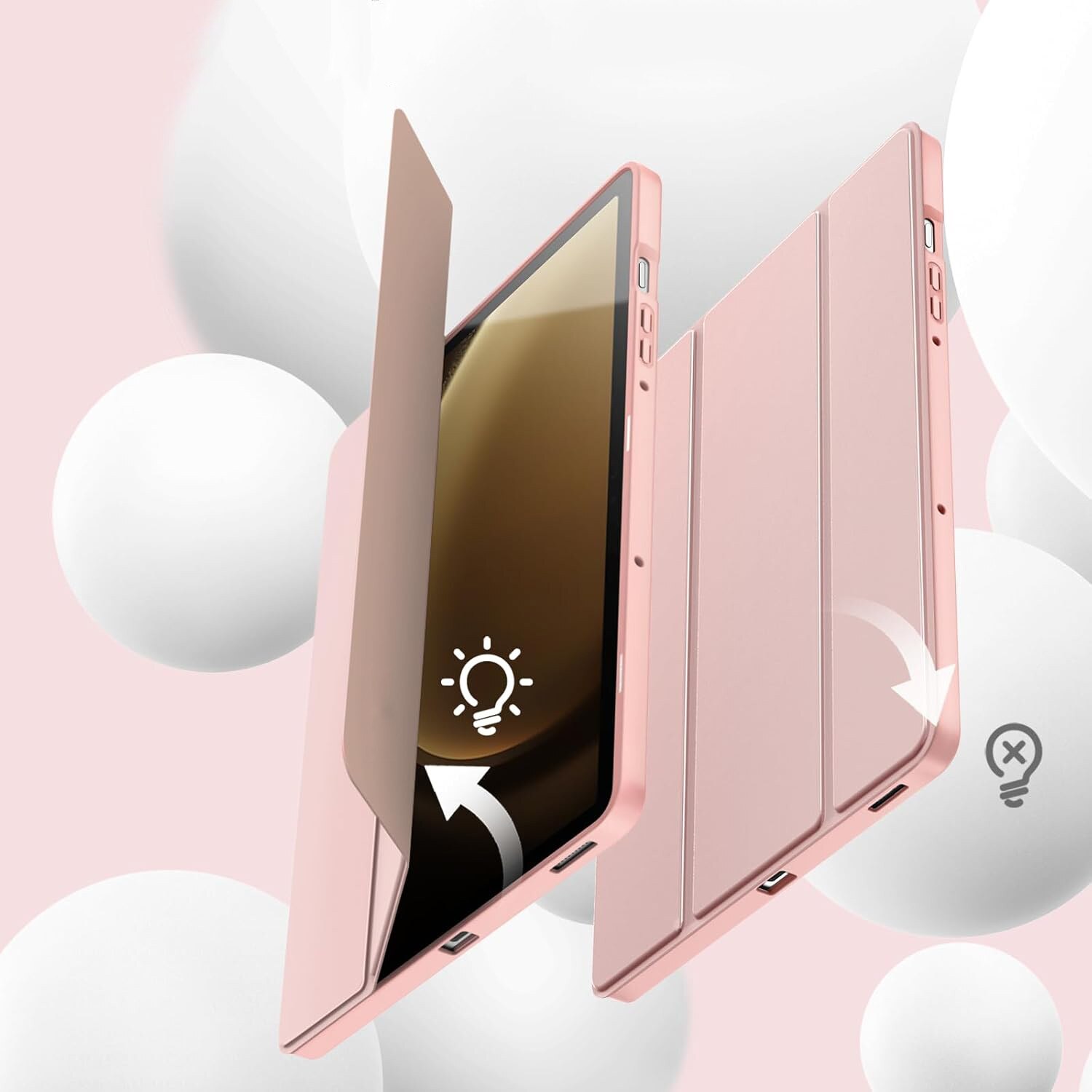 Husa cu clapeta, Supero, Samsung, compatibil Tab S9/S9 FE/S10 FE/S10 Lite, maner pentru stylus, functie auto-wake/auto-sleep, stand pliabil in 2 pozitii, spate tare anti-zgarieturi, decupaje precise pentru porturi, ventilare hexagonala, negru