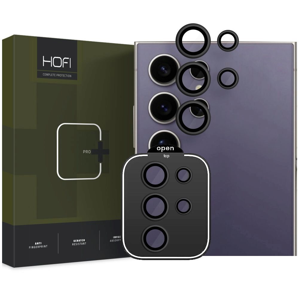 Set 5 protectii sticla camera foto HOFI CamRing compatibil cu Samsung Galaxy S24 Ultra Black