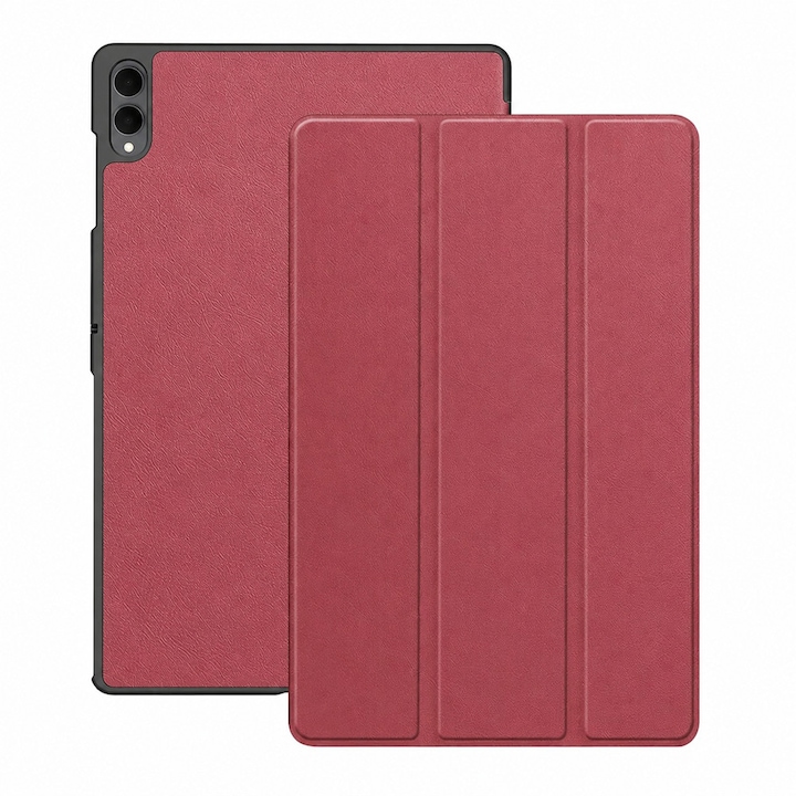 Husa de protectie pentru Samsung Galaxy Tab S11 Ultra / Tab S12 Ultra DaDen FoldPro, Mod stativ, Unghi pana la 65°, Piele ecologica, Rosu