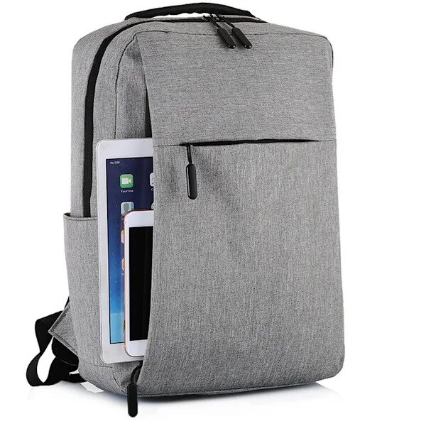 Rucsac laptop 15.6 inch, USB, rezistent la apa, gri, ajustabil, usor
