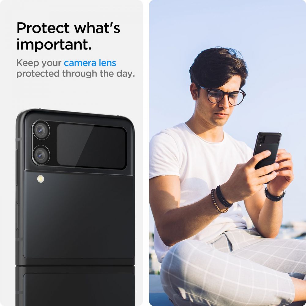 Set 2 folii sticla camera foto Spigen Optik compatibila cu Samsung Galaxy Z Flip 3 5G Black