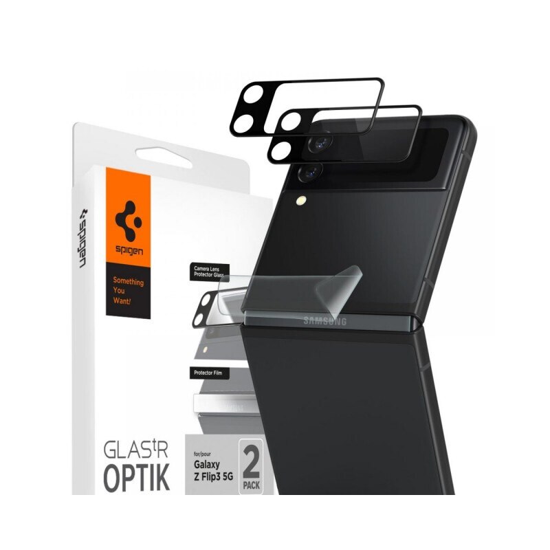 Set 2 folii sticla camera foto Spigen Optik compatibila cu Samsung Galaxy Z Flip 3 5G Black