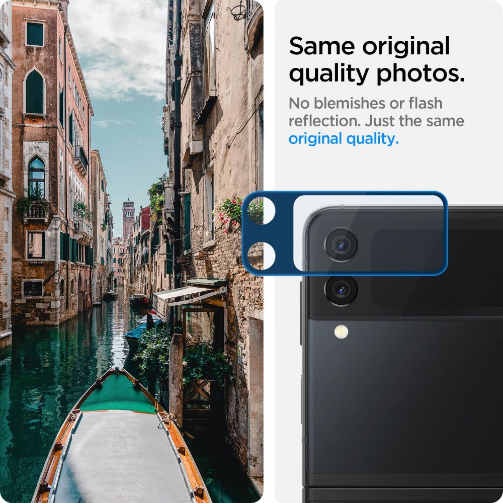 Set 2 folii sticla camera foto Spigen Optik compatibila cu Samsung Galaxy Z Flip 3 5G Black