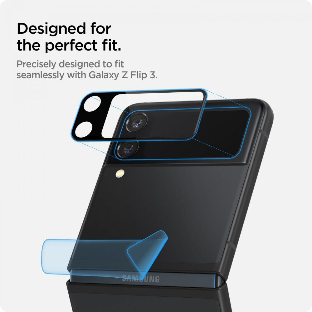 Set 2 folii sticla camera foto Spigen Optik compatibila cu Samsung Galaxy Z Flip 3 5G Black