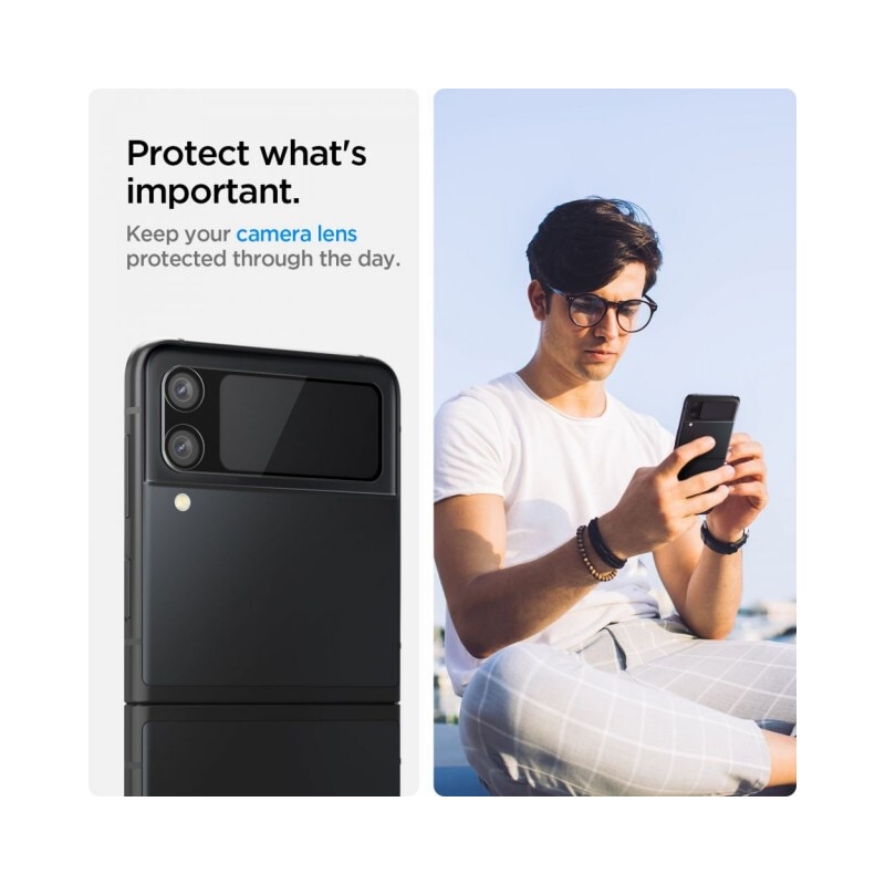 Set 2 folii sticla camera foto Spigen Optik compatibila cu Samsung Galaxy Z Flip 3 5G Black