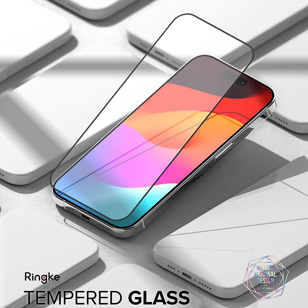 Protector de sticla Ringke pentru iPhone 15 Pro, negru