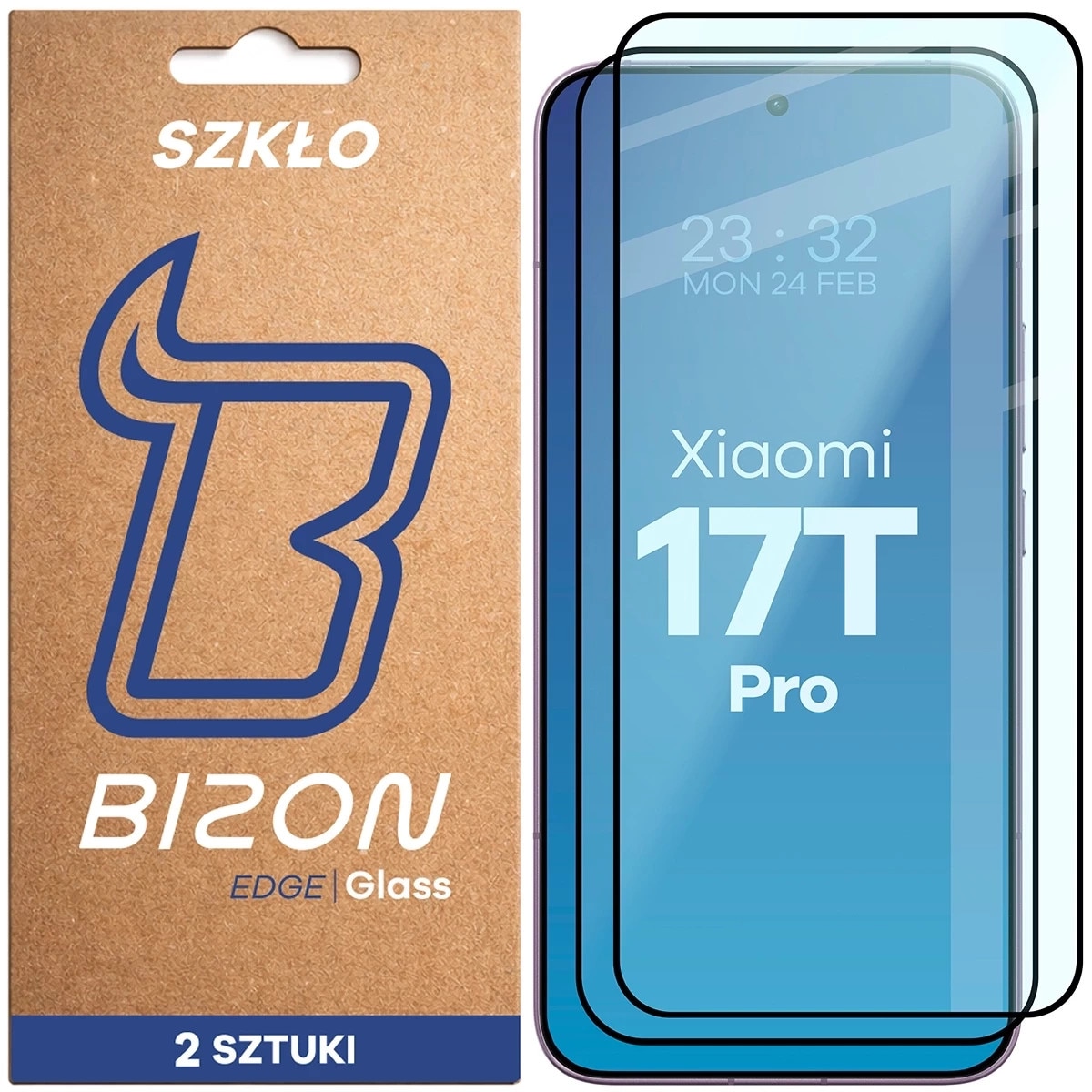 Set 2 folii sticla securizata Bizon Glass Edge Duo compatibile cu Xiaomi 17T Pro, Negru