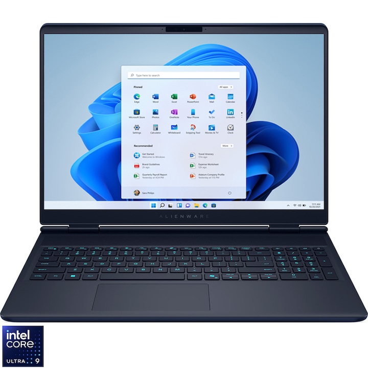 Laptop Dell Alienware 16X Aurora AC16251, 16 inch 2560 x 1600, Intel Core Ultra 9 275HX 24 C / 24 T, 2.7 GHz - 5.4 GHz, 40 MB 24 MB cache, 28 W, 32 GB RAM, 1 TB SSD, Nvidia GeForce RTX 5070, Windows 11 Pro