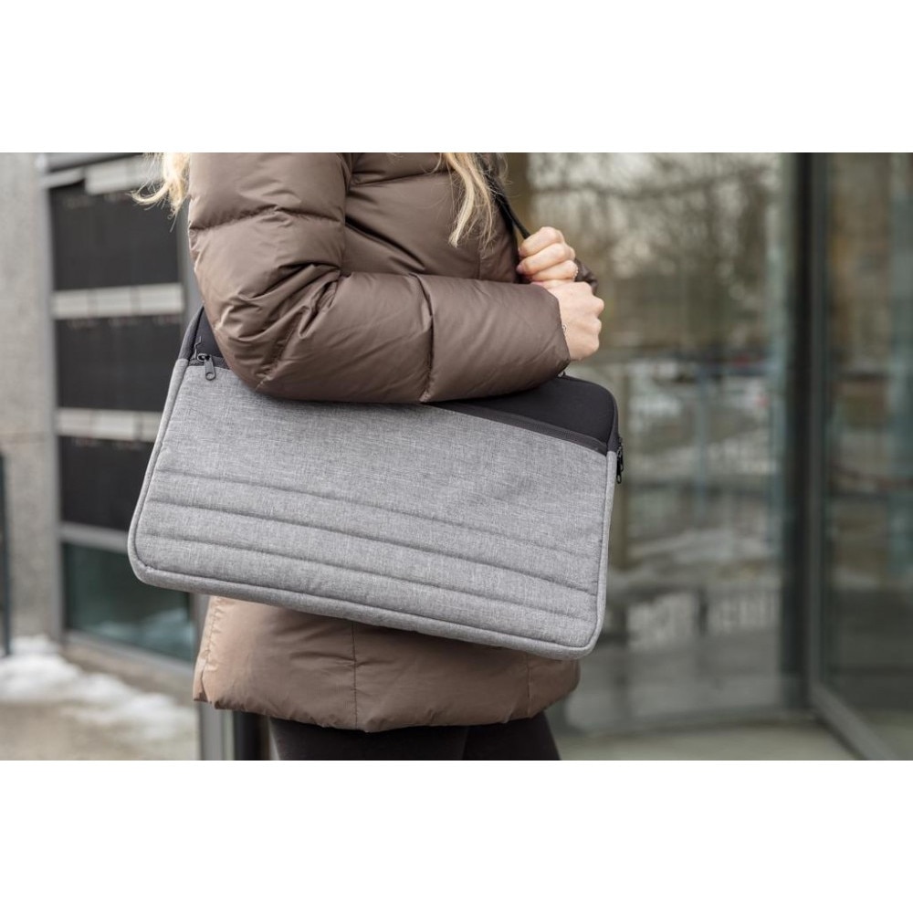 Geanta de documente si Laptop 15 inch, Everestus, BM, poliester, neopren, negru, saculet de calatorie si eticheta bagaj incluse