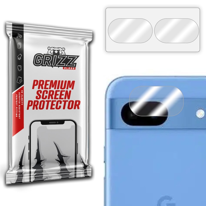 Set de 2 protectii camera foto GrizzGlass HybridGlass compatibile cu Google Pixel 8a, Transparent