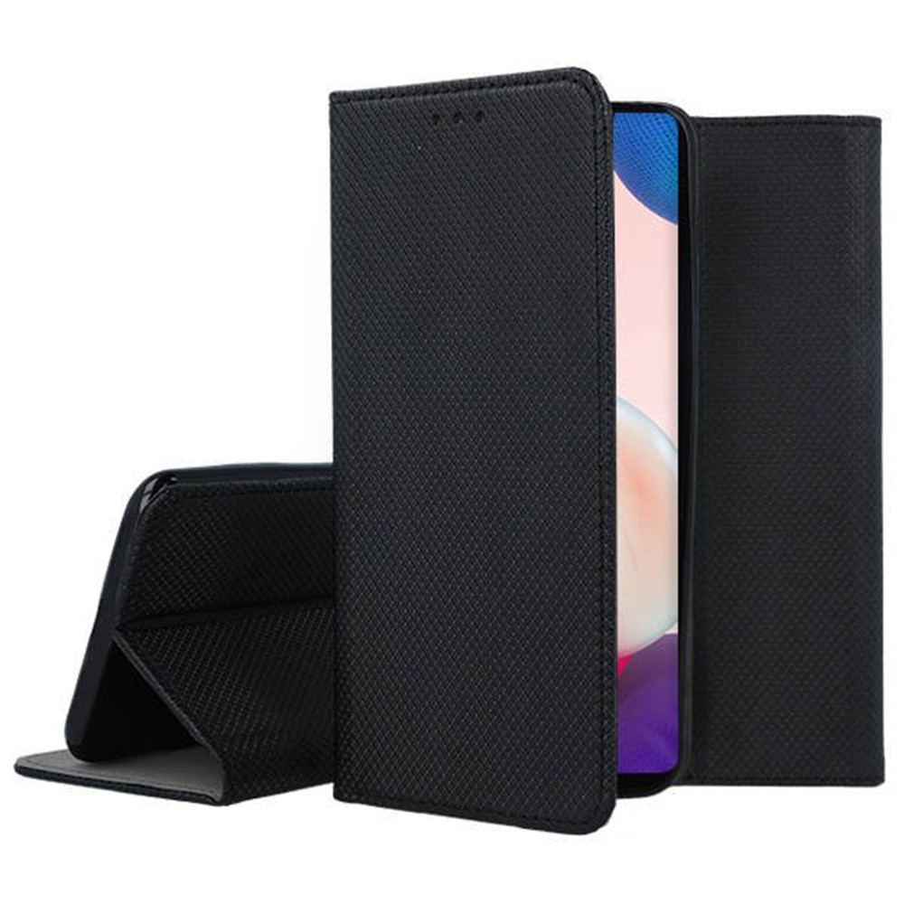 Husa tip carte compatibila cu Oppo A76, G-Tech Flip Book, inchidere magnetica, buzunar card, premium stand, Negru