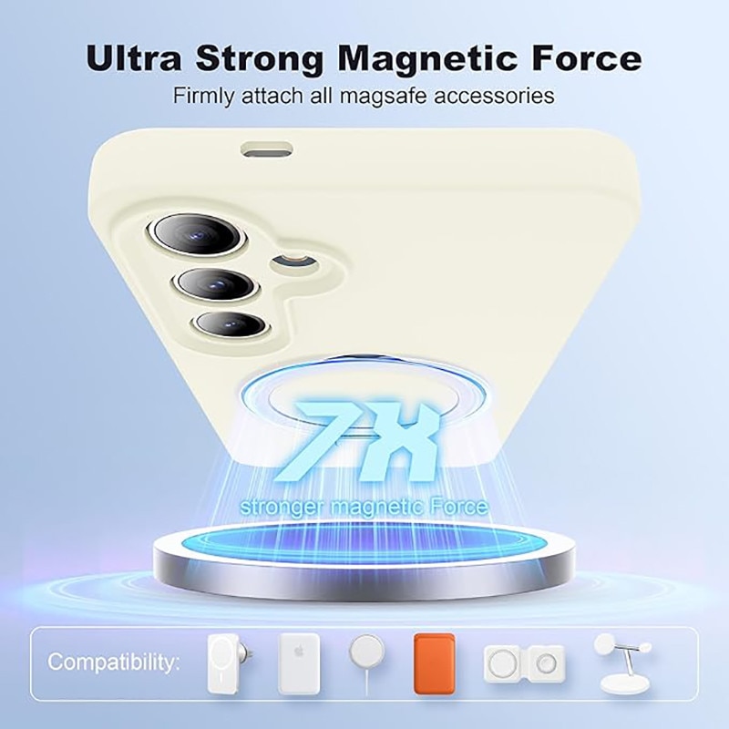 Husa telefon Samsung Galaxy S24, silicon, suport magnetic, protectie militara, bej