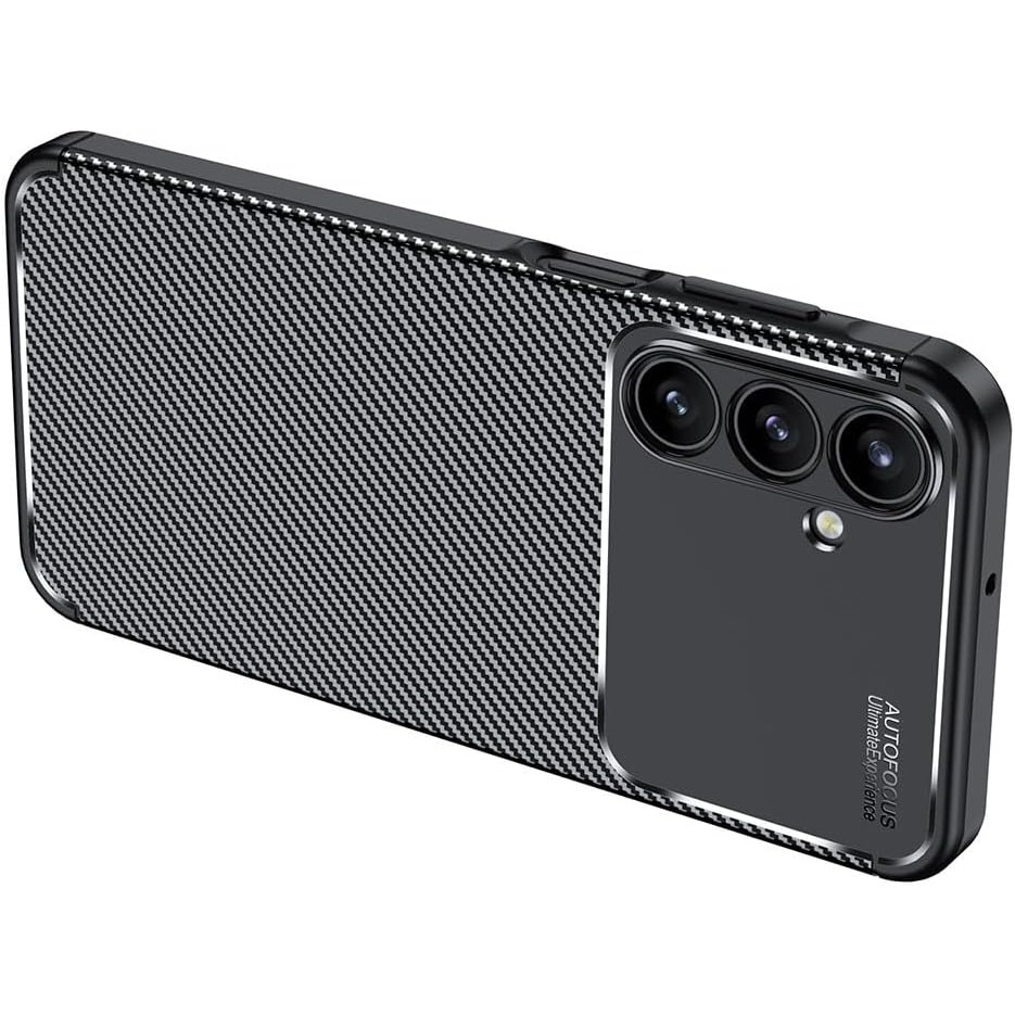 Husa antisoc pentru Samsung Galaxy A36, silicon, design carbon, subtire, neagra, ISAG