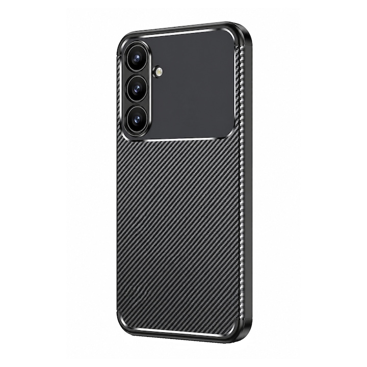 Husa antisoc pentru Samsung Galaxy A36, silicon, design carbon, subtire, neagra, ISAG