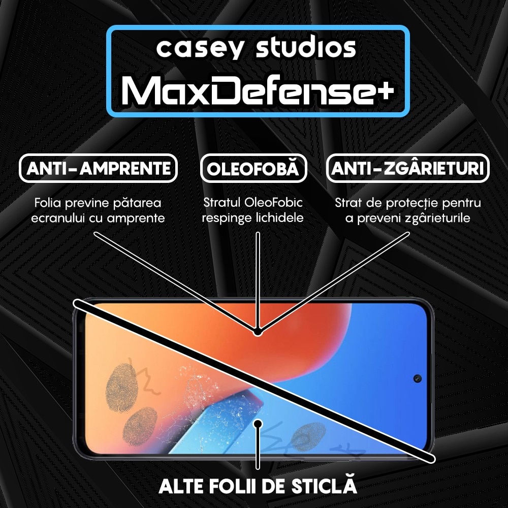 Folie Sticla CASEY STUDIOS™ compatibila cu Xiaomi 12 Pro, Full Cover 3D, Full Glue, Duritate Militara, Ultra HD, Anti Zgarieturi, Anti Socuri, Margini Negre