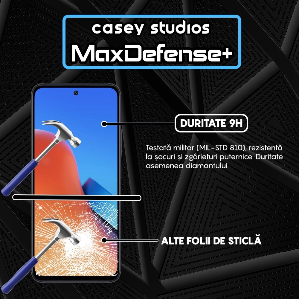 Folie Sticla CASEY STUDIOS™ compatibila cu Xiaomi 12 Pro, Full Cover 3D, Full Glue, Duritate Militara, Ultra HD, Anti Zgarieturi, Anti Socuri, Margini Negre