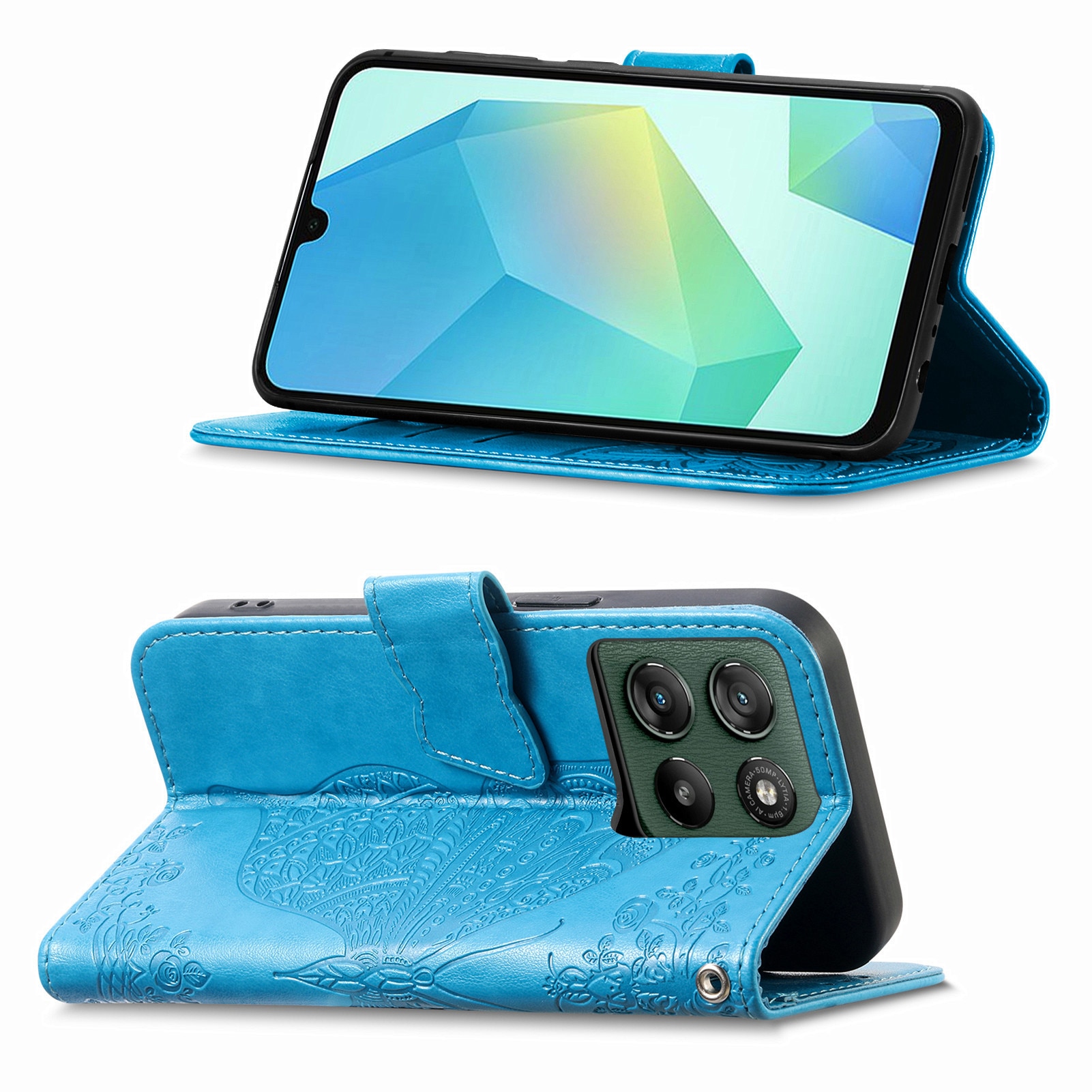 Husa cu clapeta XGSM Butterfly albastru Motorola Edge 70 Fusion