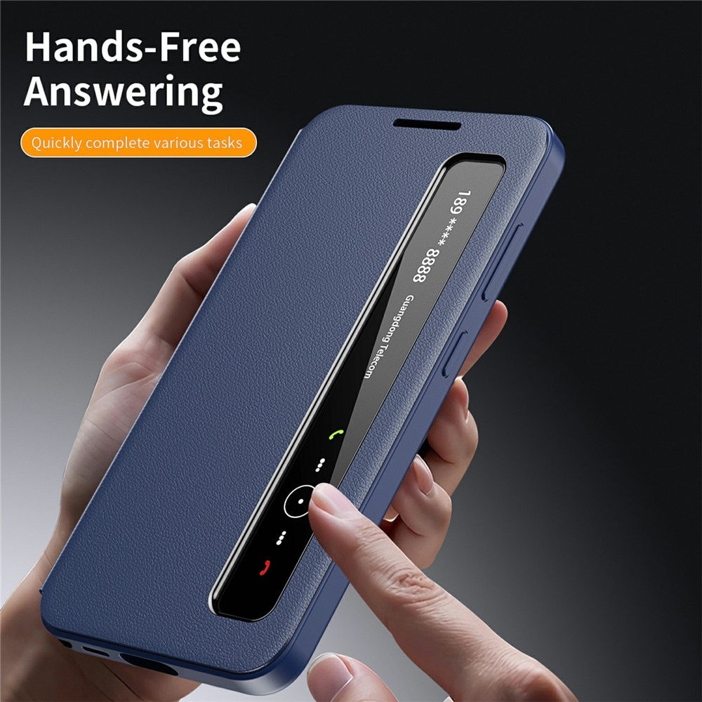 Husa pentru Samsung Galaxy S25 Ultra Smart View din piele, Raspuns apel fara deschidere, Protectie 360°, Inchidere Magnetica, Protectie Sporita, Albastru