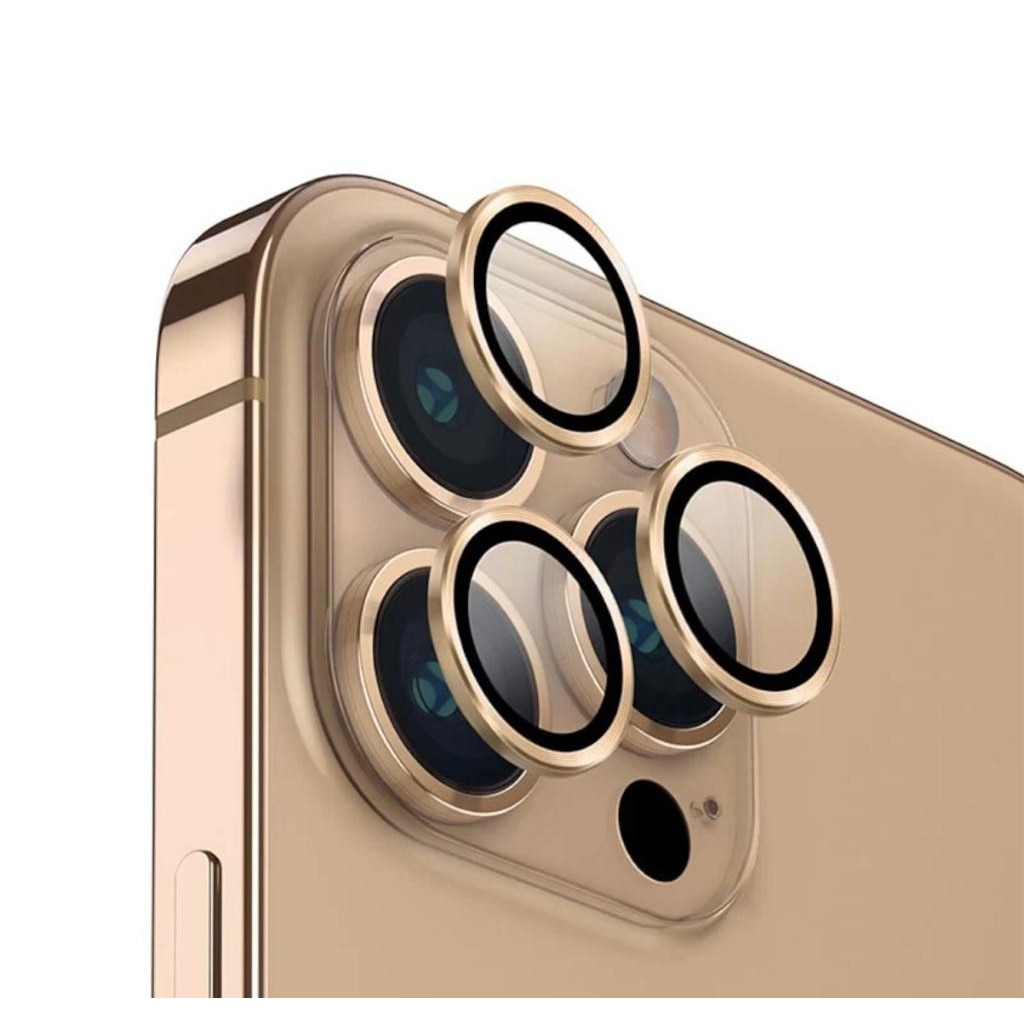 Set Lentile de Protectie pentru Camera Foto compatibile cu Apple Iphone 14 Pro/14 Pro Max, Sticla Securizata 9H, Easy Application, Gold