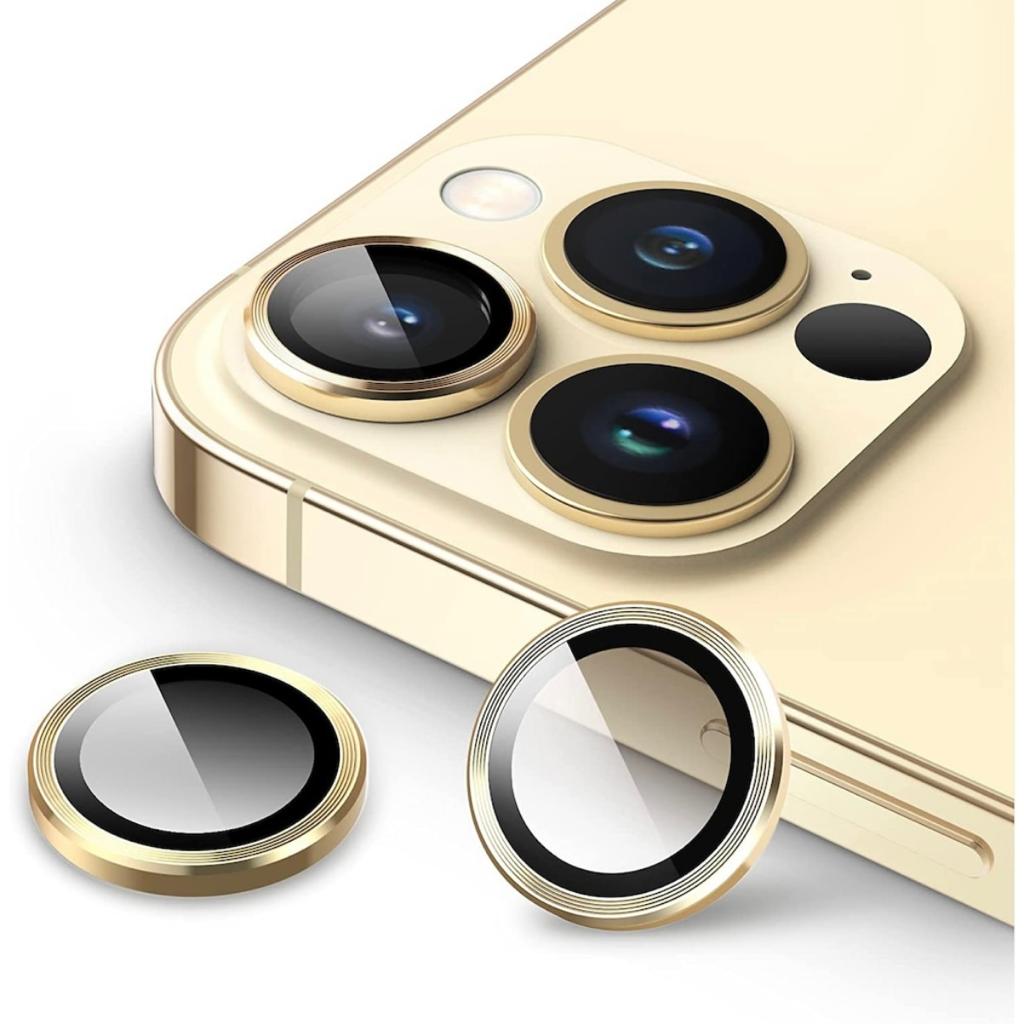Set Lentile de Protectie pentru Camera Foto compatibile cu Apple Iphone 14 Pro/14 Pro Max, Sticla Securizata 9H, Easy Application, Gold
