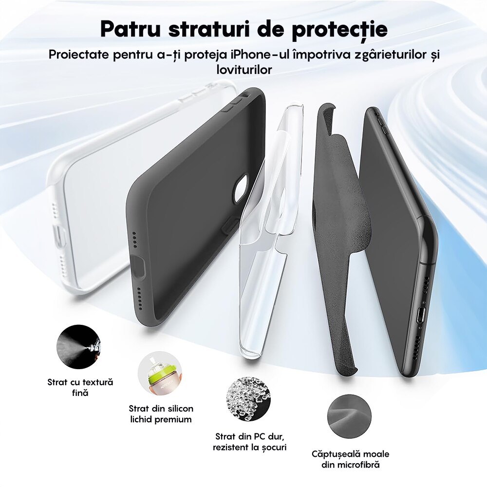 Husa CASEY STUDIOS™ compatibila cu iPhone XS Max, Soft Silicone Premium, Microfibra in Interior, Dark Gray, de Protectie, Ultra Slim, pentru Incarcare Wireless, Margini Ridicate de Protectia Ecranului si a Camerelor