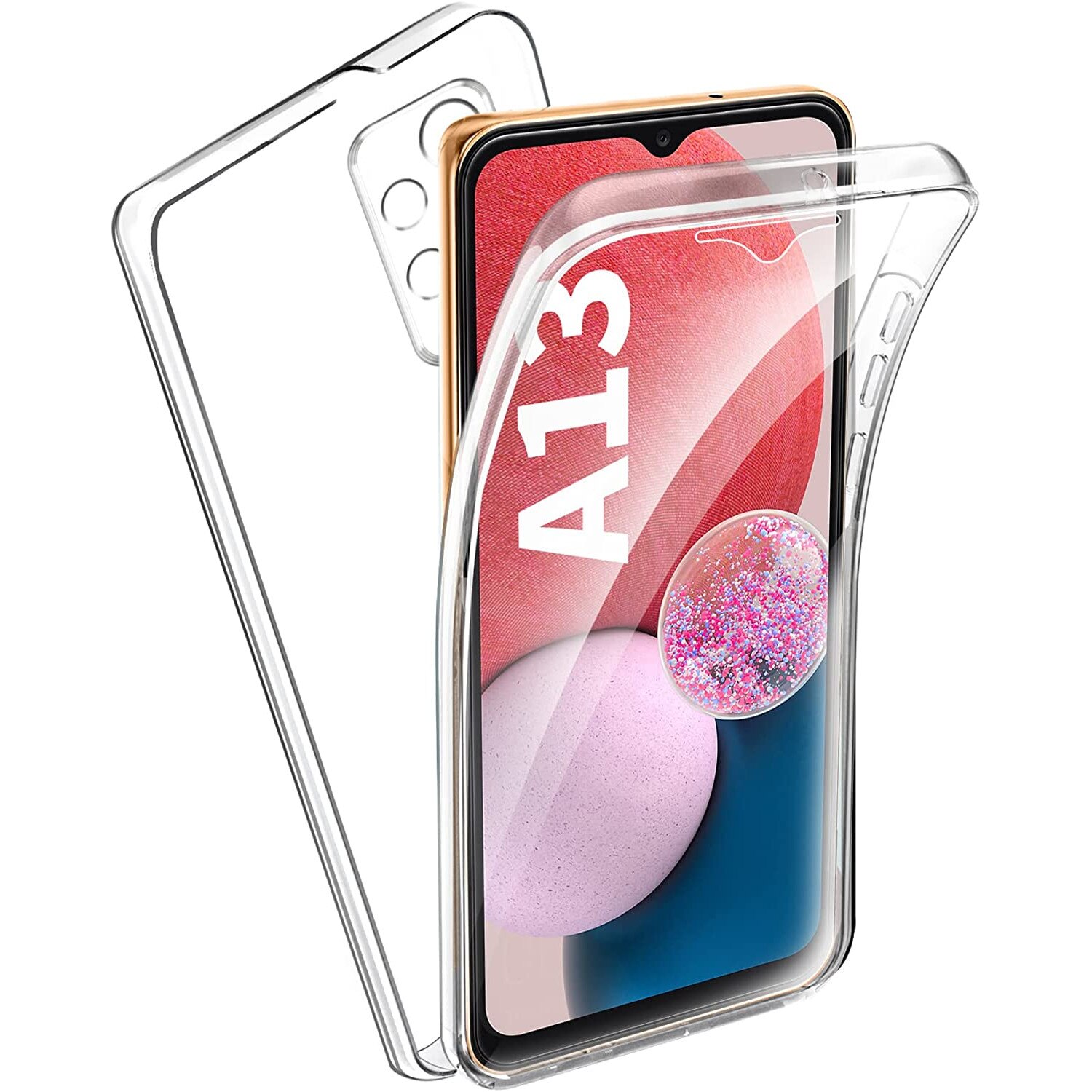 Husa protectie compatibila cu Samsung Galaxy A13 4G, Fully PC & Glass 360° (fata si spate), transparenta, ultra slim, Premium Quality