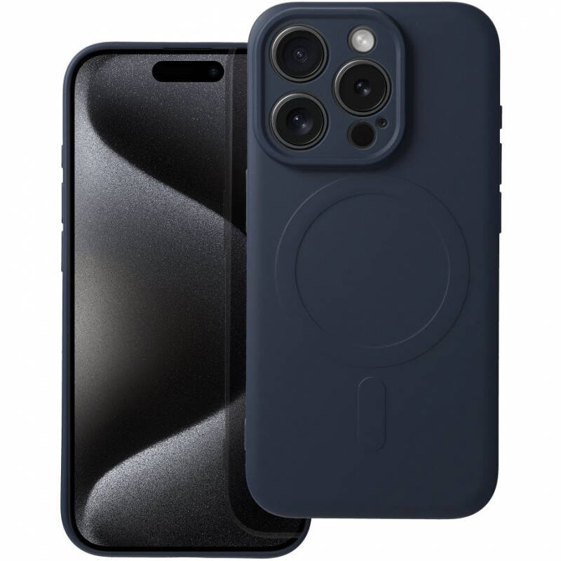 Husa din silicon Mag Cover compatibila cu MagSafe pentru iPHONE 15 Pro Max, albastra