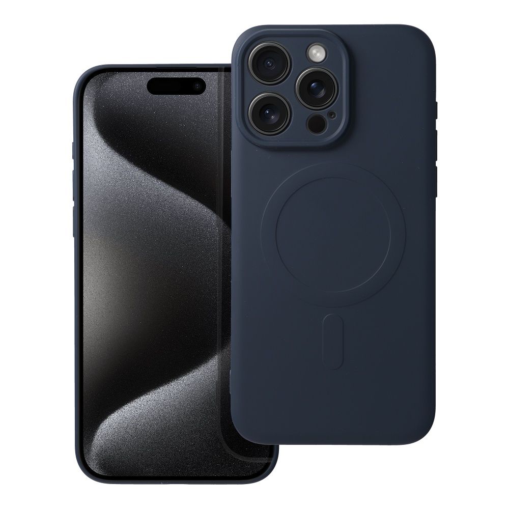 Husa din silicon Mag Cover compatibila cu MagSafe pentru iPHONE 15 Pro Max, albastra