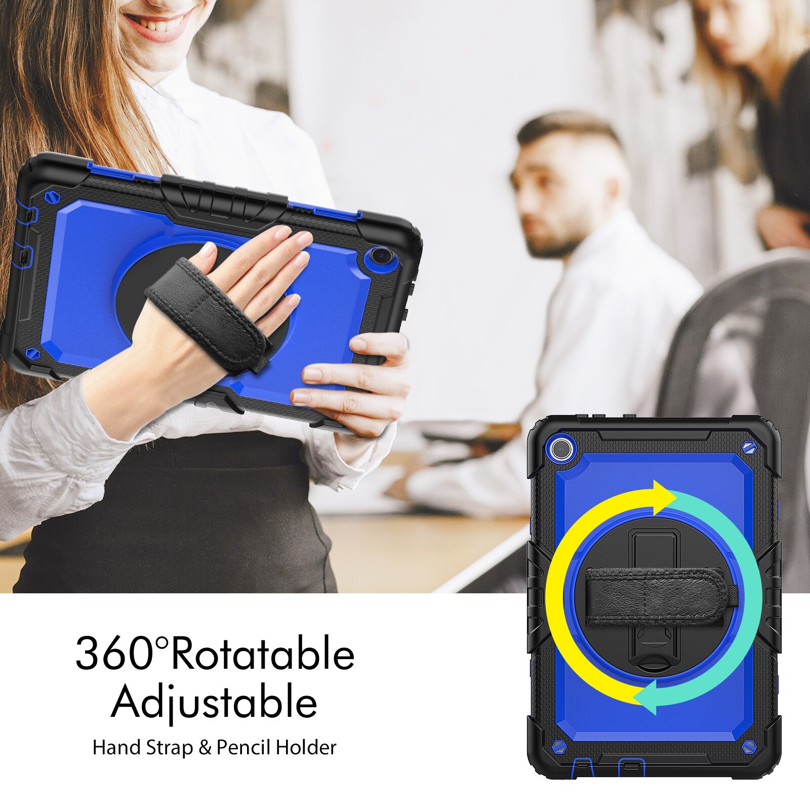 Husa tableta pentru Lenovo Tab M10 10.1 Gen 3, silicon hibrid PC cu bretea, Albastru
