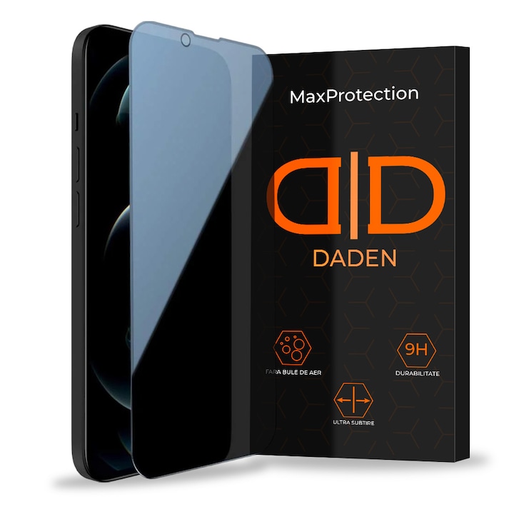 Folie Sticla Privacy Daden MaxProtection pentru iPhone 14 Plus, Full Cover, Protectie Profesionala, Ultra Rezistenta, Calitate Premium
