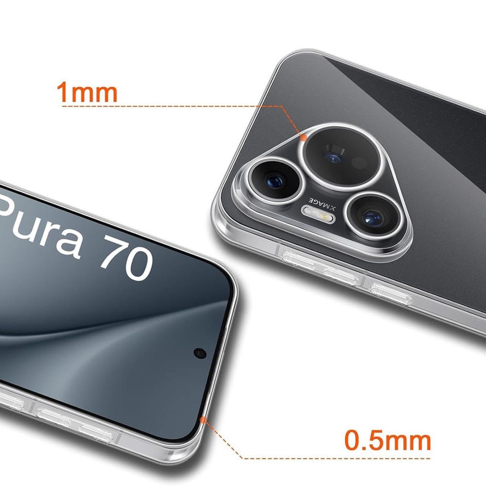 Husa de protectie, GUIXUAN, TPU, Compatibil cu HUAWEI Pura 70, Protectie Antisoc, Compatibil Incarcare Wireless, Transparent