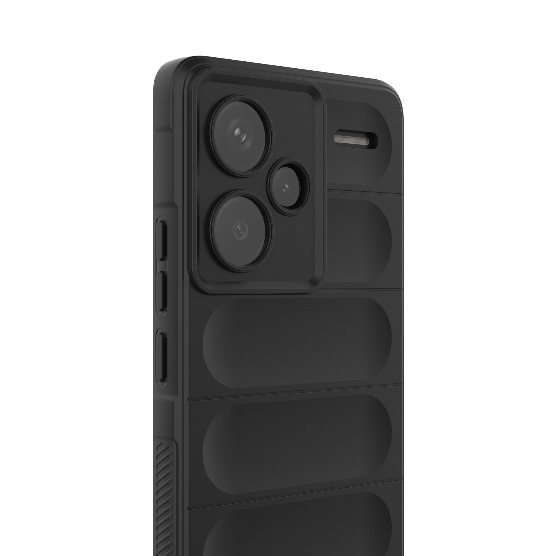 Husa telefon, pentru Xiaomi Redmi Note 13 Pro Plus 5G Heavy Duty 3D cu dungi senzoriale Soft Silicone Full Portection Rezistent la socuri, Negru intens