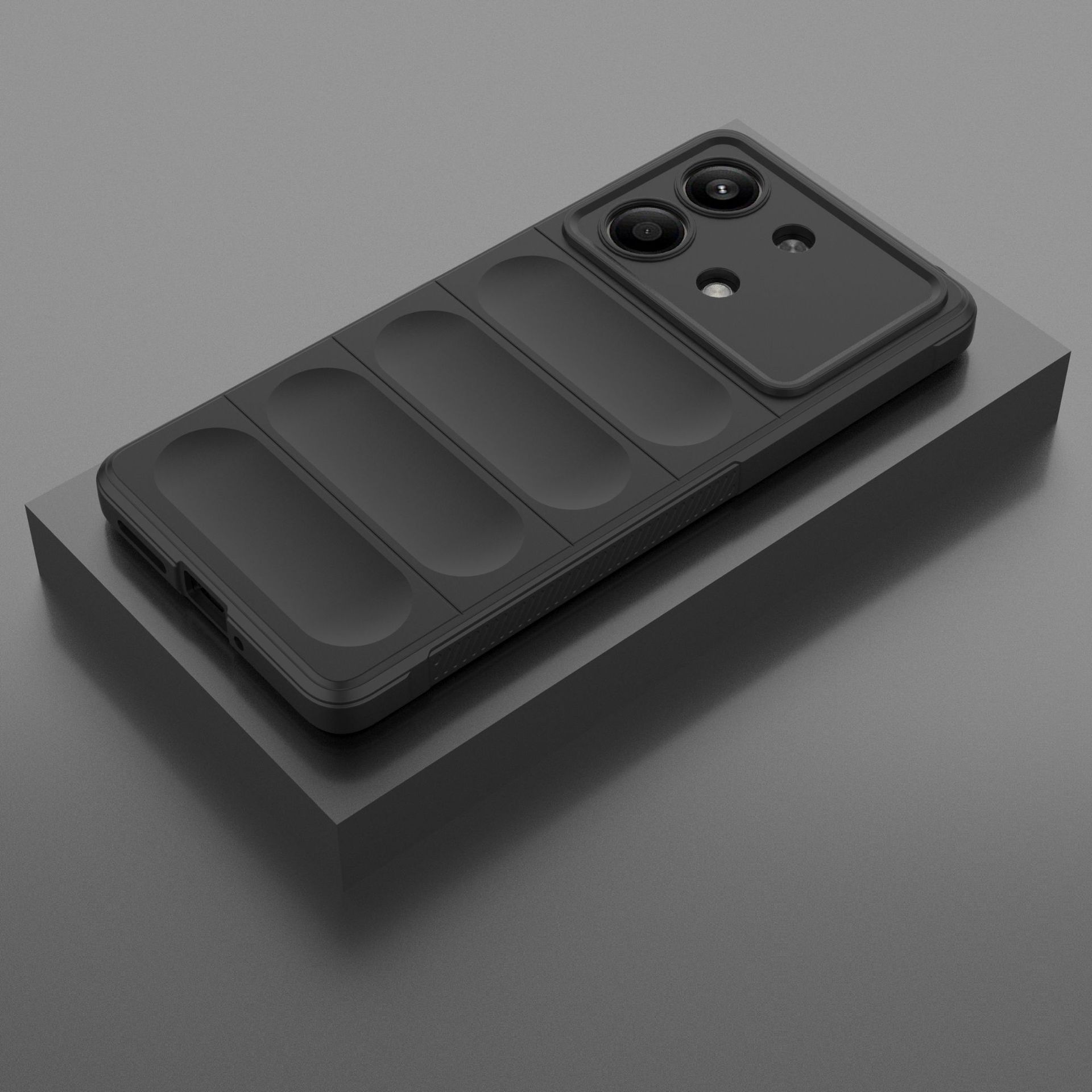 Husa telefon, pentru Xiaomi Redmi Note 13 Pro Plus 5G Heavy Duty 3D cu dungi senzoriale Soft Silicone Full Portection Rezistent la socuri, Negru intens