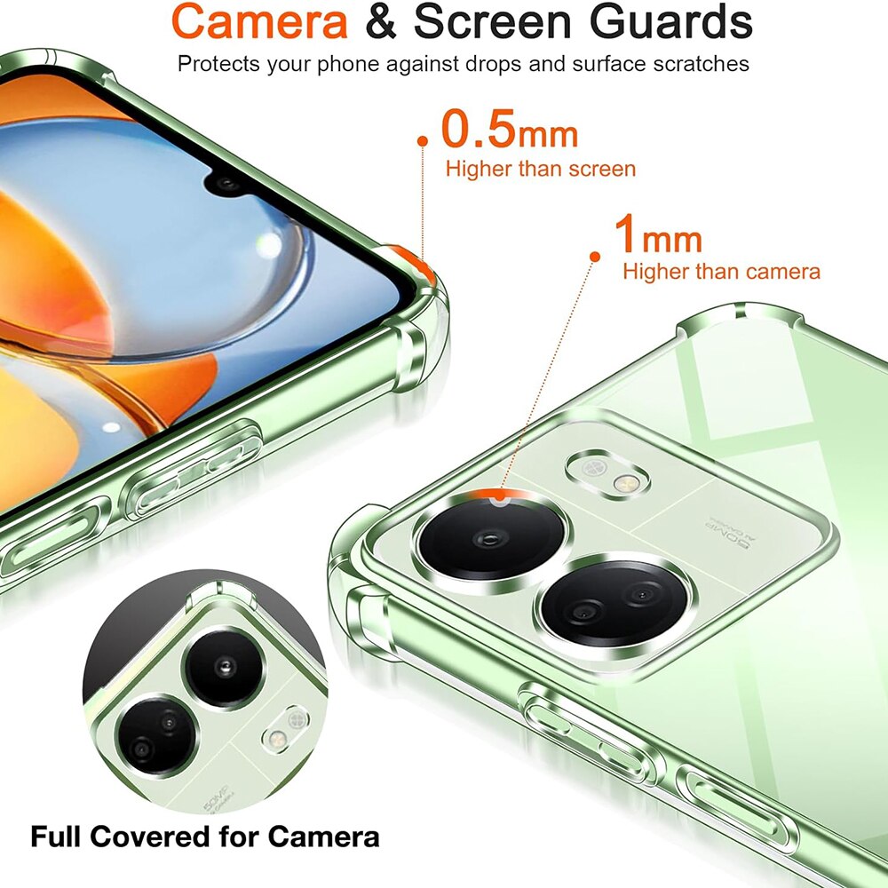 Husa protectie Mat-Tech compatibila cu Xiaomi Redmi 13C 4G / Poco C65, Protectie Camera, Colturi anti-soc, Decupaje Precise, Rezistenta la impact, Margini ridicate pentru protectia ecranului, Transparenta