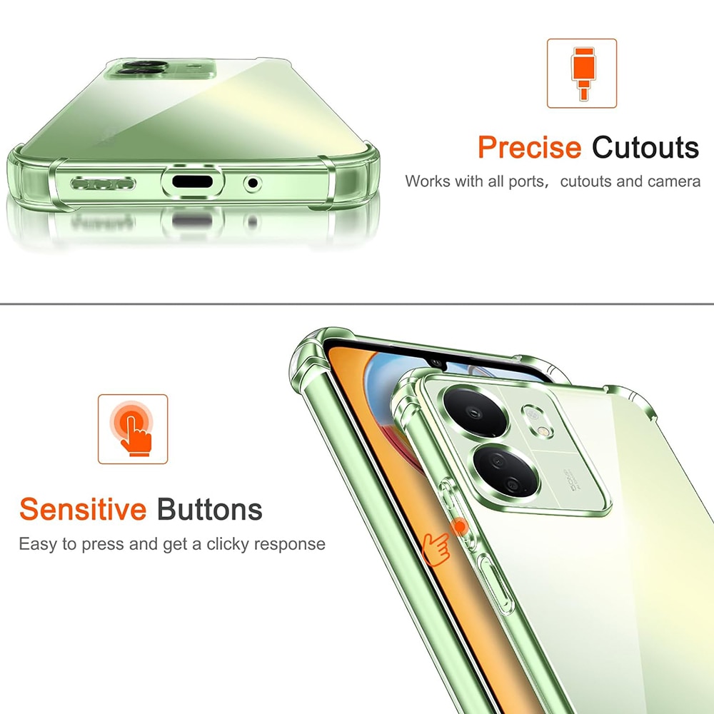 Husa protectie Mat-Tech compatibila cu Xiaomi Redmi 13C 4G / Poco C65, Protectie Camera, Colturi anti-soc, Decupaje Precise, Rezistenta la impact, Margini ridicate pentru protectia ecranului, Transparenta