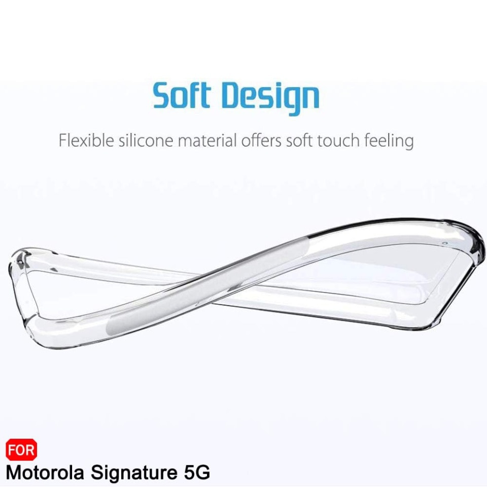 Husa pentru Motorola Signature din Silicon Slim, Margini Antisoc, set cu sticker, Shockproof Clear Silicone, Transparenta